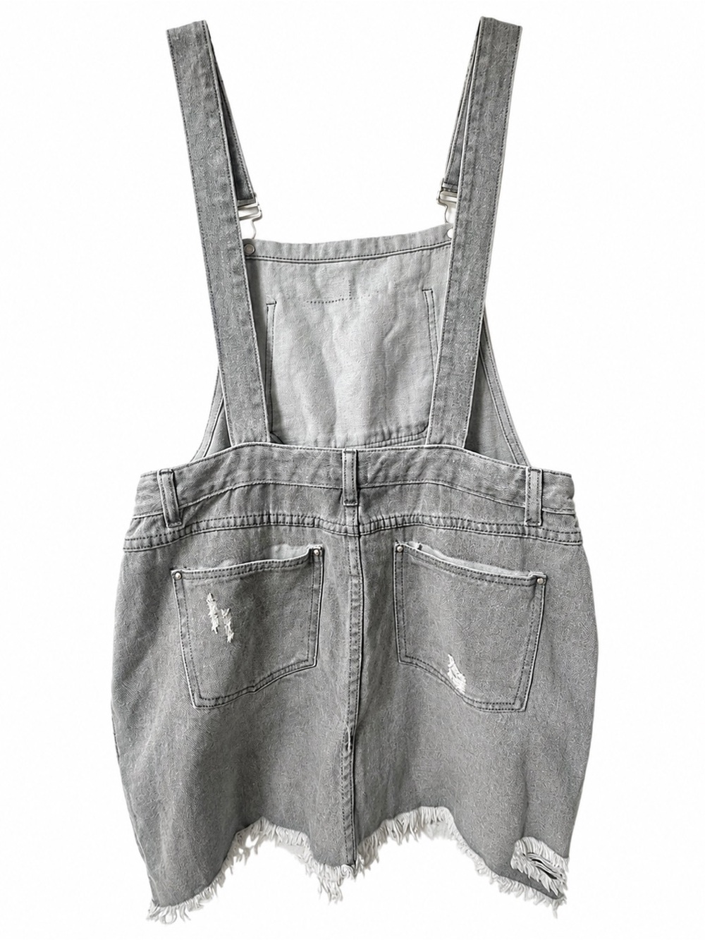 POL Distressed Gray Denim Overall Dress Large - Picture 4 of 6